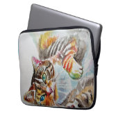 Tabby Cat cats pet art Waterverf Dames Wallet Laptop Sleeve (Voorkant Links)