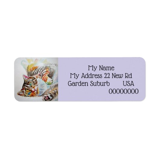 Tabby Cat cats Waterverf Return Address Labels (Voorkant)