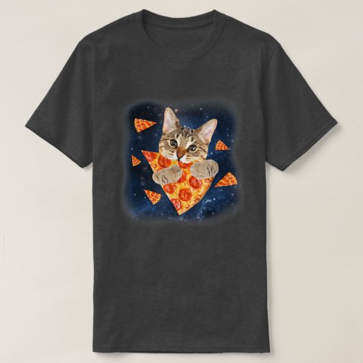 Tabby Cat Chomping on a Pizza Galay Pizza Cat 3103 T-shirt (Design voorkant)