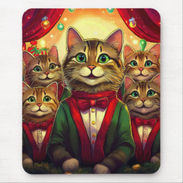 Tabby Cat Christmas Choir Muismat
