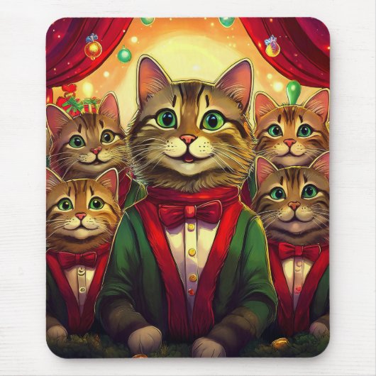 Tabby Cat Christmas Choir Muismat (Voorkant)