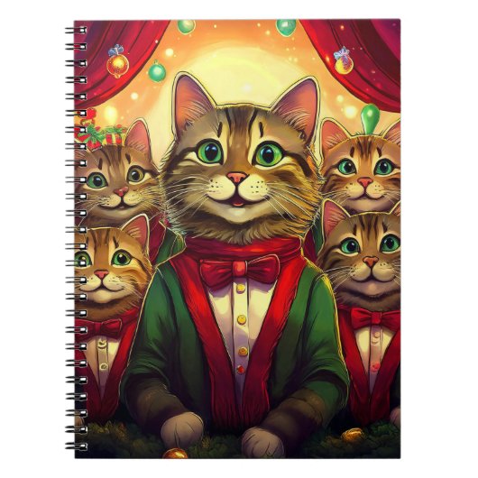 Tabby Cat Christmas Choir Notitieboek (Voorkant)