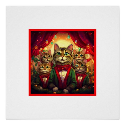 Tabby Cat Christmas Choir Perfect Poster (Voorkant)