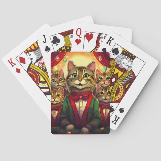 Tabby Cat Christmas Choir Pokerkaarten (Achterkant)