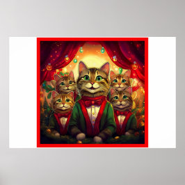 Tabby Cat Christmas Choir Poster