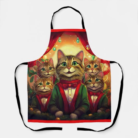 Tabby Cat Christmas Choir Schort (Voorkant)