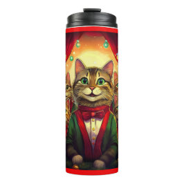 Tabby Cat Christmas Choir Thermosbeker