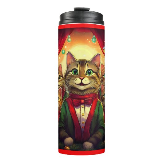 Tabby Cat Christmas Choir Thermosbeker (Voorkant)