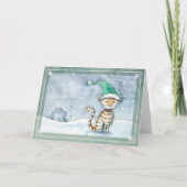 Tabby Cat Christmas Holiday Kaart beroemd gemaakt  (Voorkant)