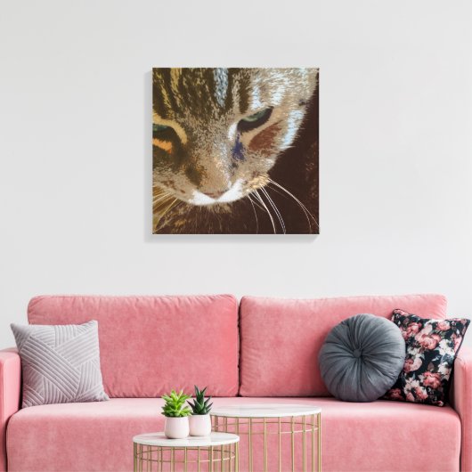 Tabby Cat Close Up Verpakt Canvas Afdruk (Insitu (Woonkamer))