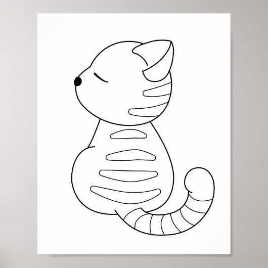 Tabby Cat Coloring Page Poster (Voorkant)