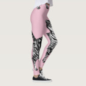 Tabby Cat Cool Animal Black & Baby Roze Leggings (Rechts)