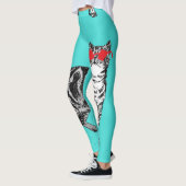 Tabby Cat Cool Animal Black en Aqua Leggings (Links)
