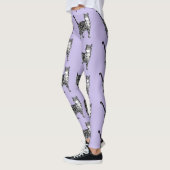 Tabby Cat Cool Animal Black en Puple Leggings (Links)