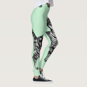 Tabby Cat Cool Animal Black & Mint Green Leggings (Rechts)