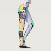 Tabby Cat Cool Animal Pastel Harlequin Leggings (Rechts)