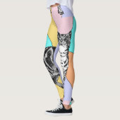 Tabby Cat Cool Animal Pestel Harlequin Leggings (Links)