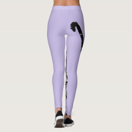 Tabby Cat Cool Animal Zwart en Puple Leggings (Achterkant)