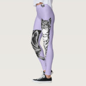 Tabby Cat Cool Animal Zwart en Puple Leggings (Links)