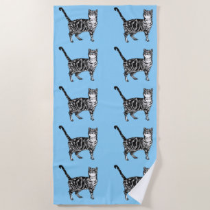 Tabby Cat Cute Blue Kinder Cats Waterverf Strandlaken