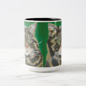 Tabby Cat, Cute Kat Mok Two Toned Green Brown (Center)