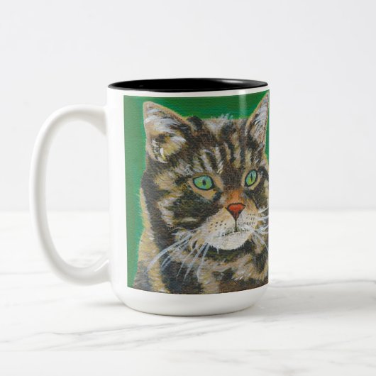 Tabby Cat, Cute Kat Mok Two Toned Green Brown (Links)