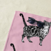 Tabby Cat Cute  Roze Girls Waterverf Strandlaken (In situ)