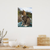Tabby Cat Cute Striped Cats Birthday Wall Poster (Keuken)