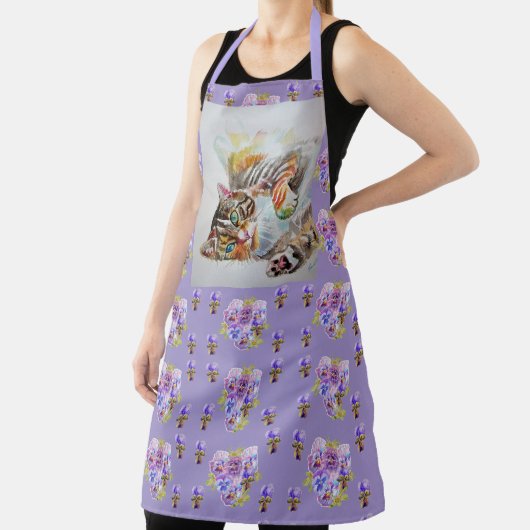 Tabby Cat Cute Waterverf Cats pet Animal Apron Schort (Insitu)