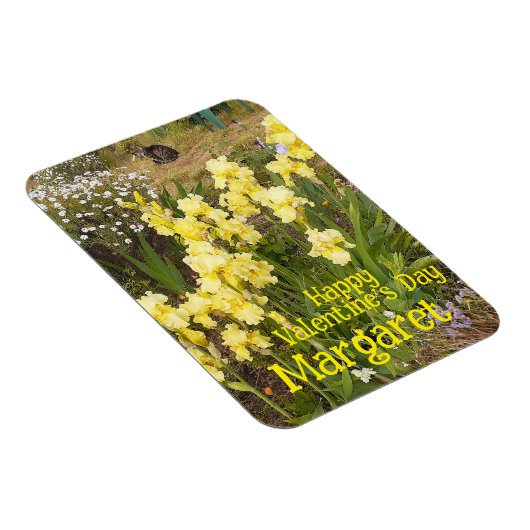 Tabby Cat Cute Yellow Iris Valentines Wifes Name Magneet (Rechterzijde)