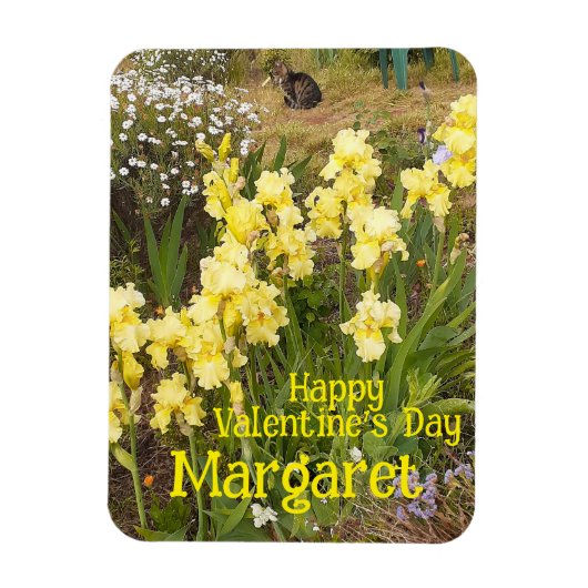 Tabby Cat Cute Yellow Iris Valentines Wifes Name Magneet (Verticaal)