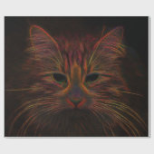 Tabby Cat Design Oranje Copper Black Photo Art Cadeaupapier (Vlak)