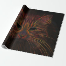 Tabby Cat Design Oranje Copper Black Photo Art