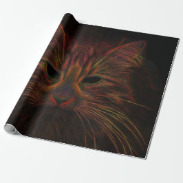 Tabby Cat Design Oranje Copper Black Photo Art Cadeaupapier