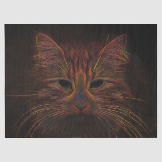 Tabby Cat Design Oranje Copper Black Photo Art Tissuepapier (Voorkant)