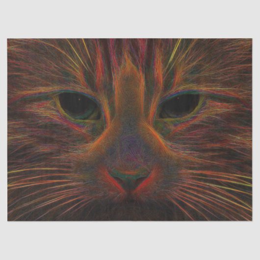 Tabby Cat Design Oranje koper zwart dicht Tissuepapier (Voorkant)