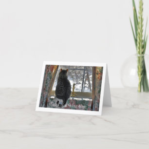 Tabby Cat die uitkijkt Venster Kaart