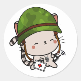 Tabby Cat Dragen legerhelm Ronde Sticker