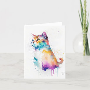 Tabby Cat Een portret in Waterverven & Pen Feestdagen Kaart
