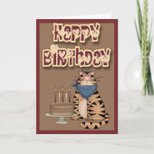 Tabby Cat en Cake Happy Birthday Kaart (Voorkant)
