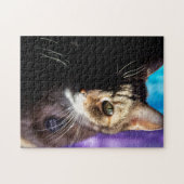 Tabby Cat Face - Vervagen naar zwart Legpuzzel (Horizontaal)
