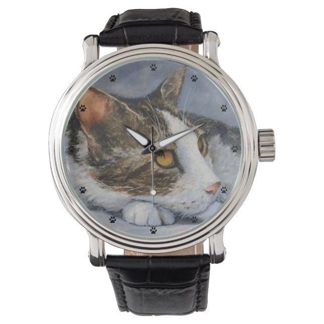 Tabby Cat Fine Art Horloge (Voorkant)