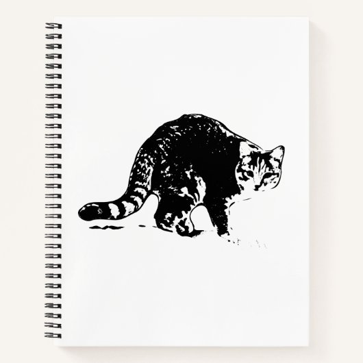 Tabby Cat Full-Body zwart-wit Notitieboek (Voorkant)