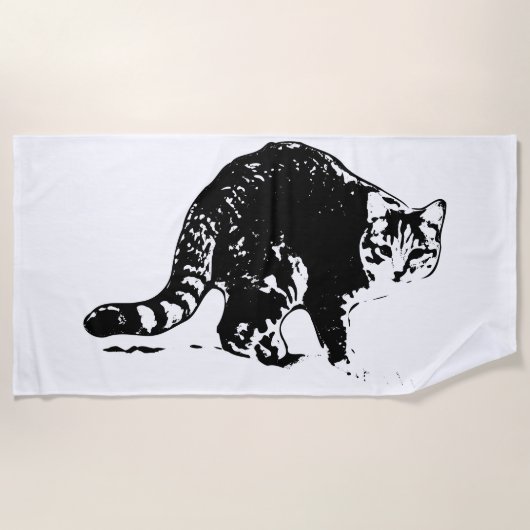 Tabby Cat Full-Body zwarte en witte handdoek (Voorkant)