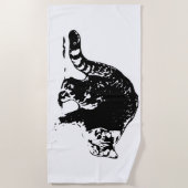 Tabby Cat Full-Body zwarte en witte handdoek (Voorkant)