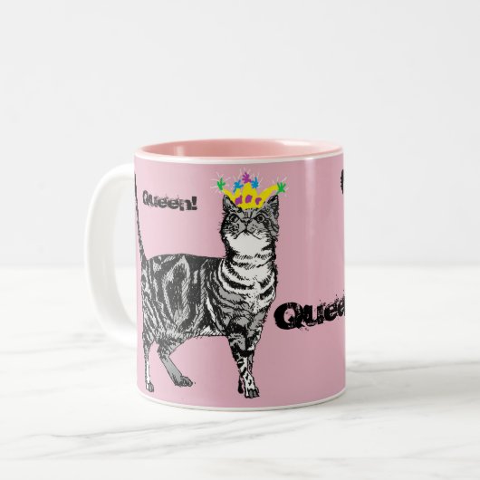 Tabby Cat Funny Queen cats Mok cadeau (Voorkant links)