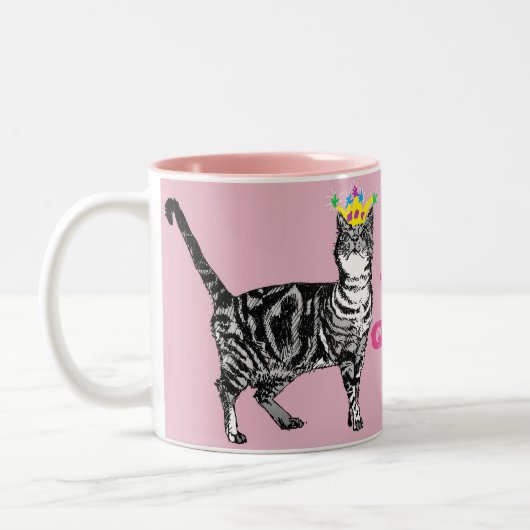 Tabby Cat Funny Teen Queen cats cadeau Mok (Links)
