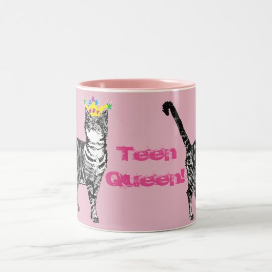 Tabby Cat Funny Teen Queen cats cadeau Mok (Center)