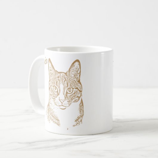 Tabby Cat gepersonaliseerde handtekening Koffiemok (Voorkant links)