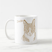 Tabby Cat gepersonaliseerde handtekening Koffiemok (Links)